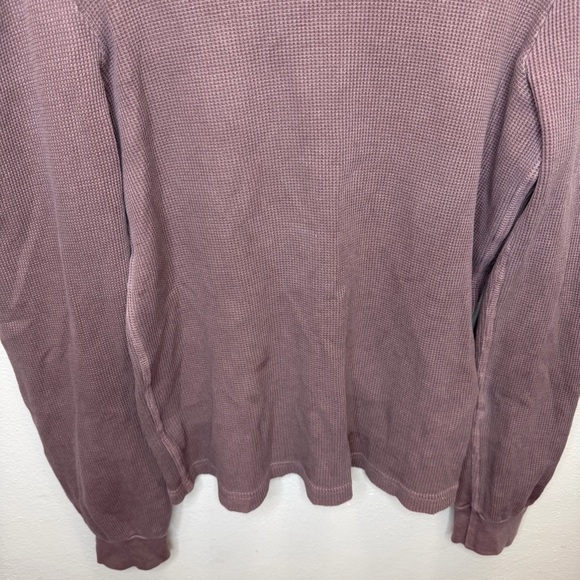 AMO Girly Thermal Long Puff Sleeve Top Waffle Knit Bloodstone Purple Size Large - Picture 5 of 12